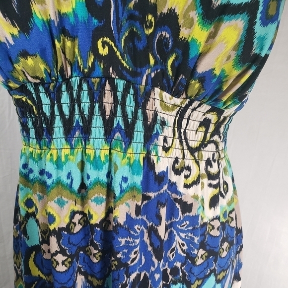 Bisou Bisou Multicolored Back Out Maxi Dress Sz 8 - Picture 4 of 9